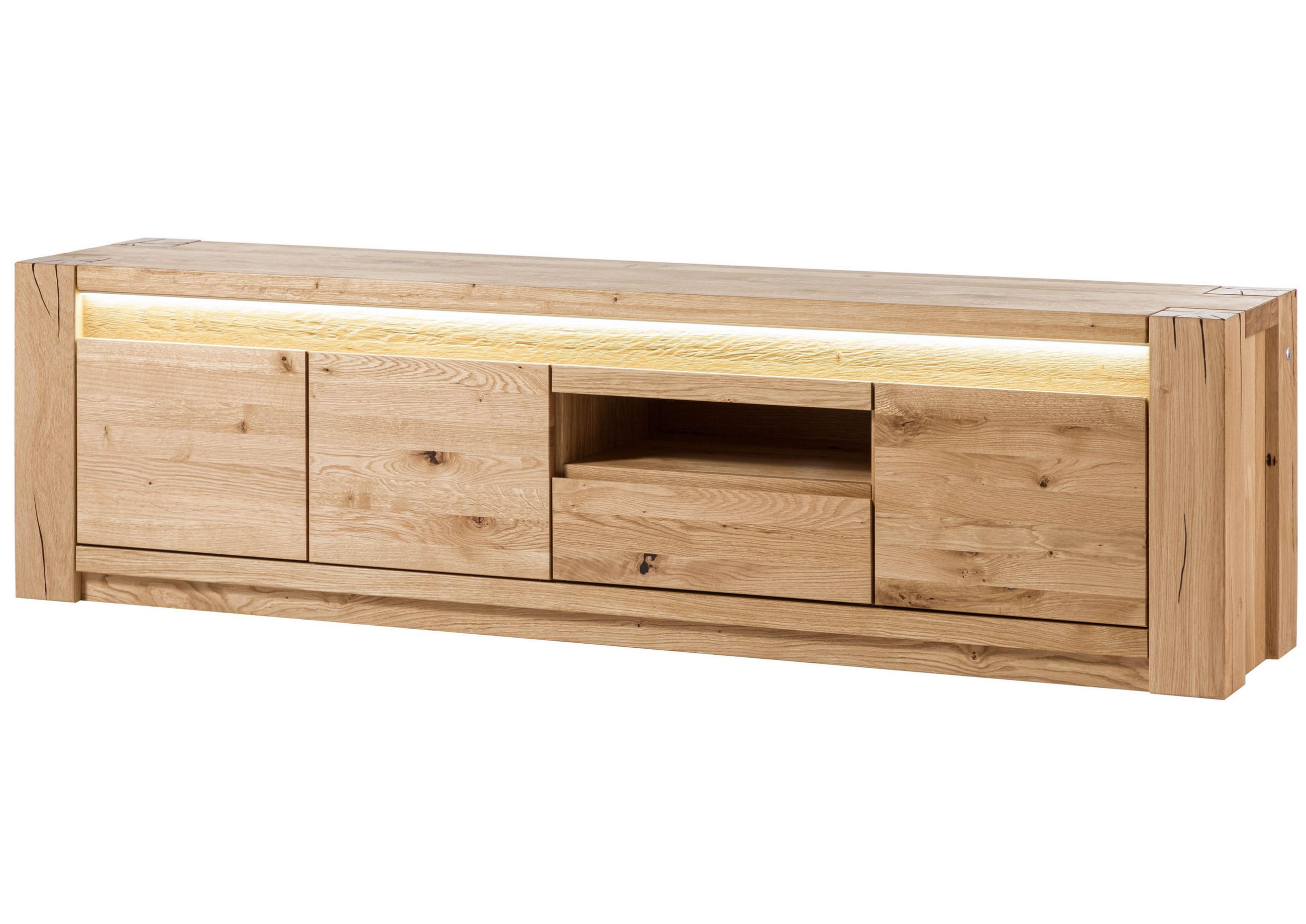 TV-BOARD Wildeiche 193x40x53 beige geölt KENT #233 - Beige, Holz (40/53/193cm) - Massivmoebel24