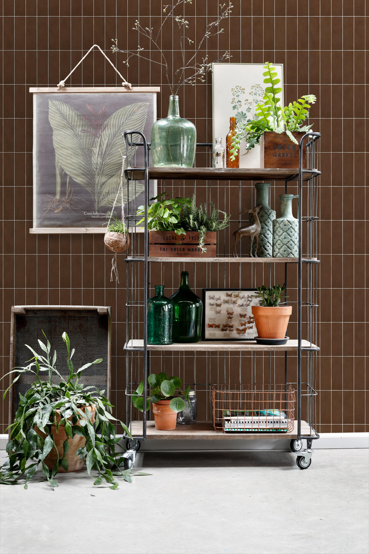 TAPETE Fliesenmuster 50 x 900 cm - Braun, Papier (50/900cm) - ESTAhome