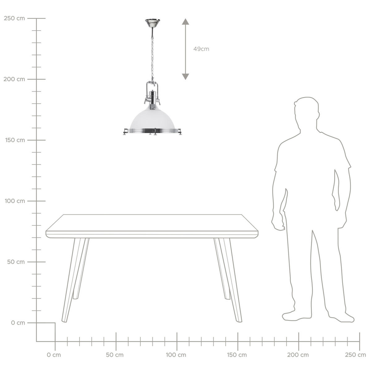 HÄNGELEUCHTE Ebron 38/38/114 cm - Weiß, Glas (38/38/114cm) - Beliani