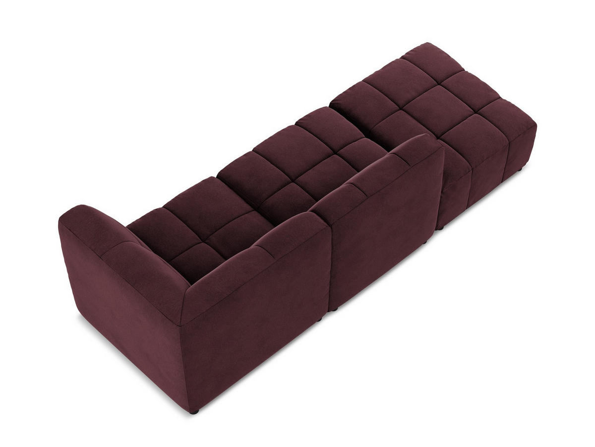 ECKSOFA Links Samt Stoff Rot - Weinrot/Schwarz, Holzwerkstoff/Kunststoff (240/90cm) - Makamii