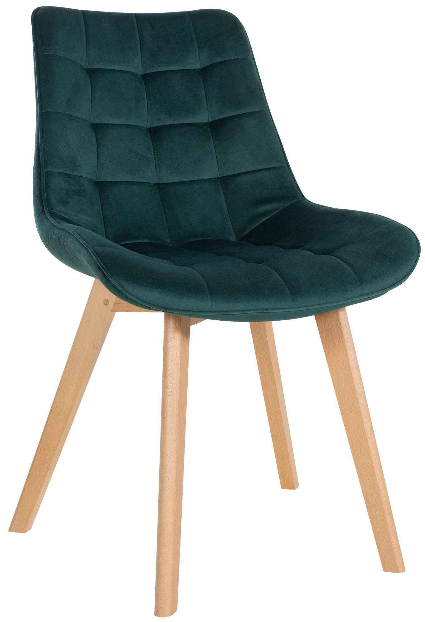 STUHL Samt grün - Eukalyptusholzfarben/Grün, Holz/Textil (54/84/63cm) - CLP