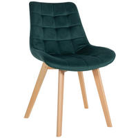 STUHL Samt grün - Eukalyptusholzfarben/Grün, Holz/Textil (54/84/63cm) - CLP