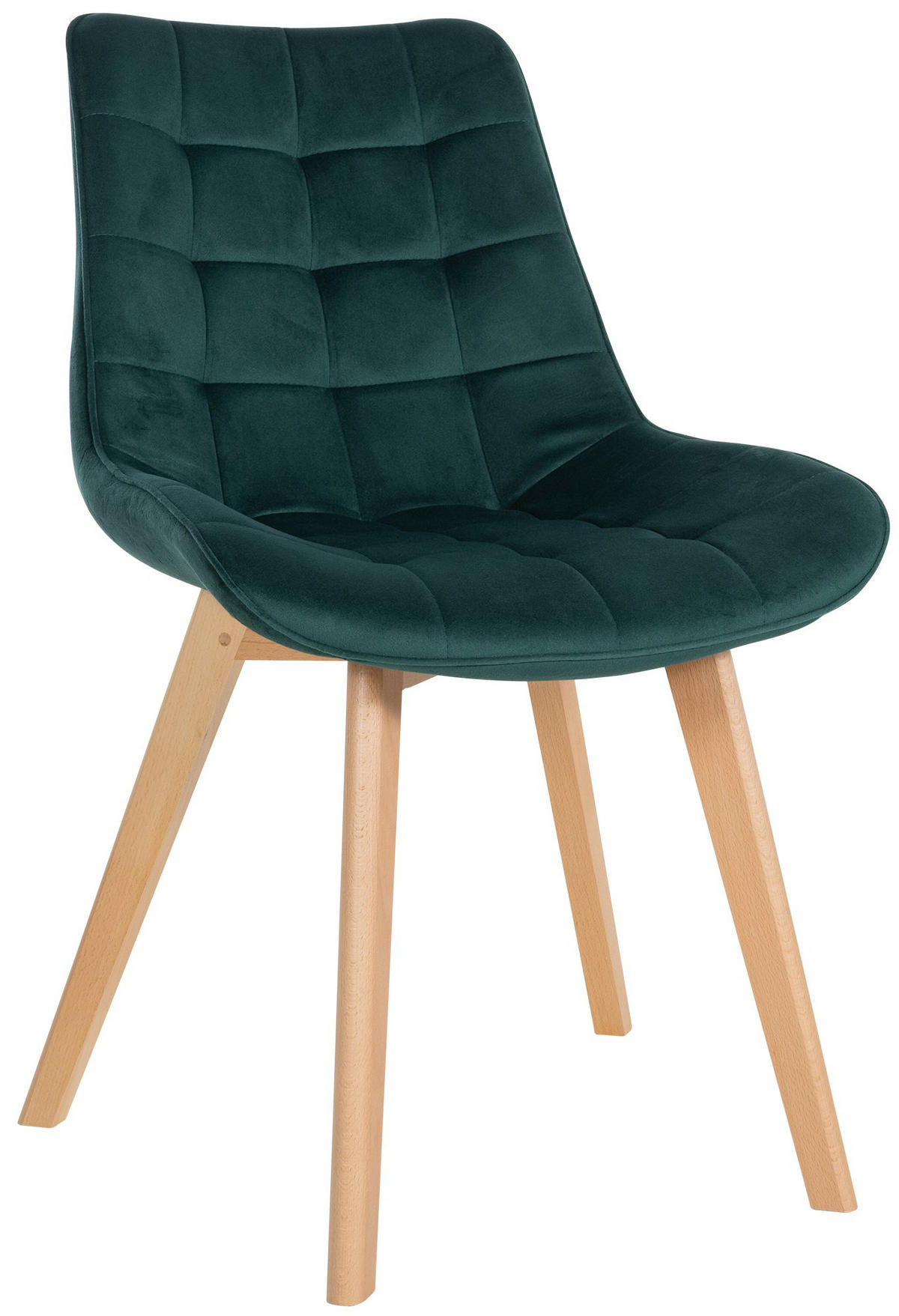 STUHL Samt grün - Eukalyptusholzfarben/Grün, Holz/Textil (54/84/63cm) - CLP