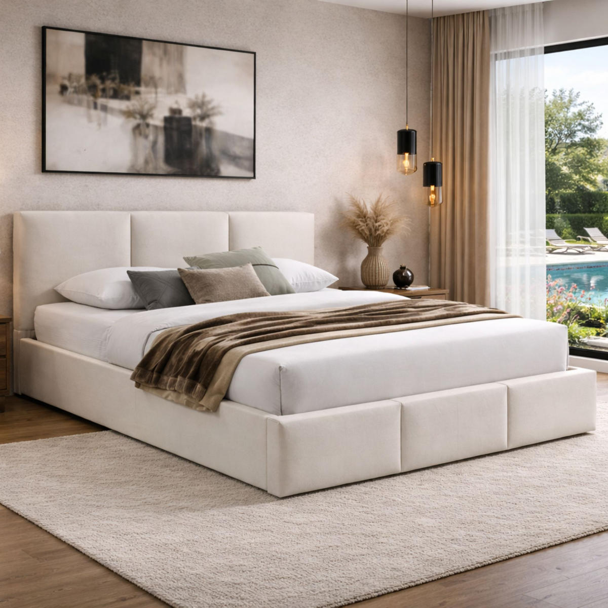 POLSTERBETT 160x200 cm in Hellbeige - Beige, Metall (160/200cm) - Home Collective