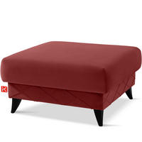POUF GUSTAVO III Velours, Bordeaux - Bordeaux, Holz/Holzwerkstoff (92/49/92cm) - KONSIMO®