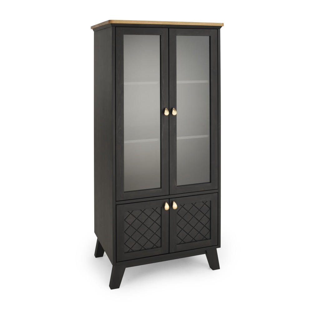 VITRINE - Schwarz/Naturfarben, Holz (70/160/50cm) - MSL wooden furniture