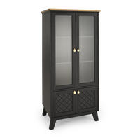 VITRINE - Schwarz/Naturfarben, Holz (70/160/50cm) - MSL wooden furniture