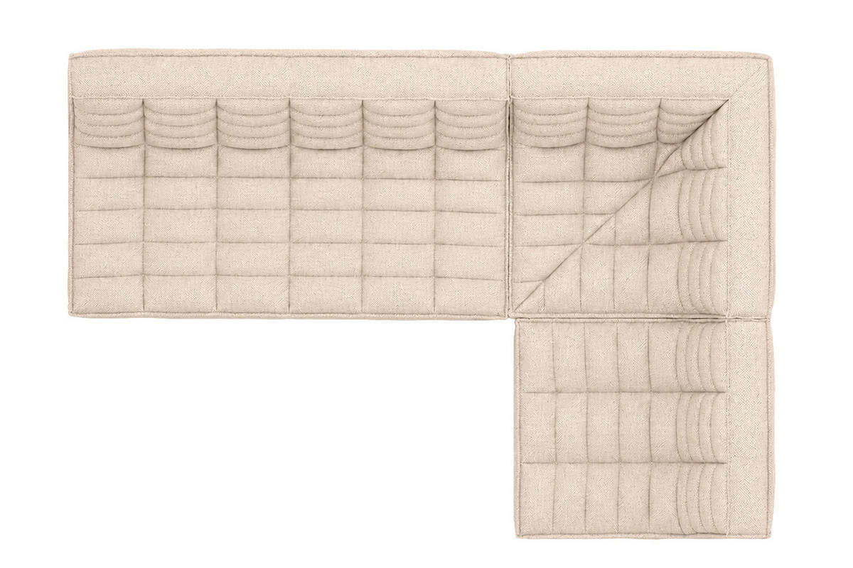 ROHOVÁ SEDAČKA modulární ve tvaru L, plyšová tkanina Pop, Krémová, Pravá strana, LAZY L Mini - krémová, dřevo (253/173cm) - Kaiser Möbel