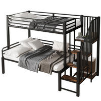 ETAGENBETT aus Metall und MDF 90/120x200 cm Schwarz/Vintage-Holzfarbe mit Eckleiter, Stauraum und Sicherheitsgittern - Schwarz, Holzwerkstoff (90/200cm) - Modfu