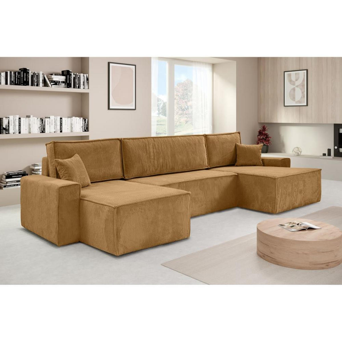 SEDACÍ SOUPRAVA Hektor U s funkcí spaní, žlutá - černá/žlutá, textil/plast (377/94/152cm) - Beautysofa