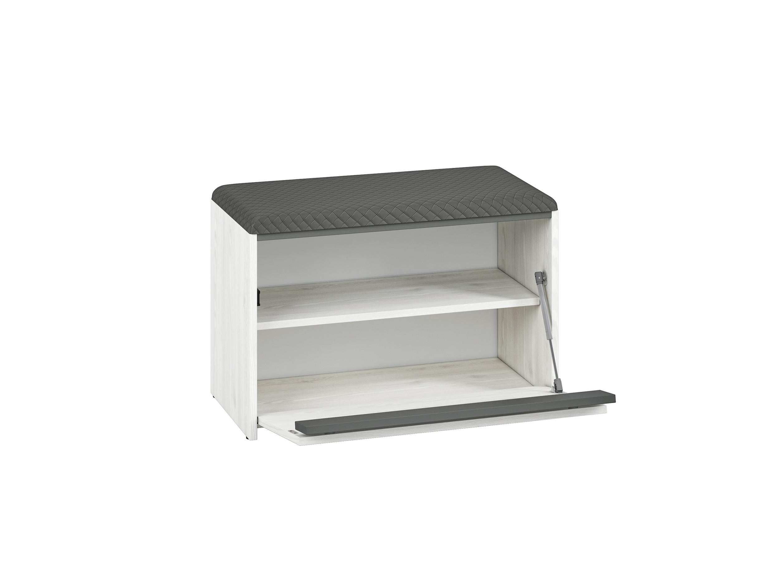 SITZBANK Hyga Pinie weiß / anthrazit 70 / 34 / 47cm - Weiß/Grau, Holz/Holzwerkstoff (70/47/34cm) - Feldmann-Wohnen