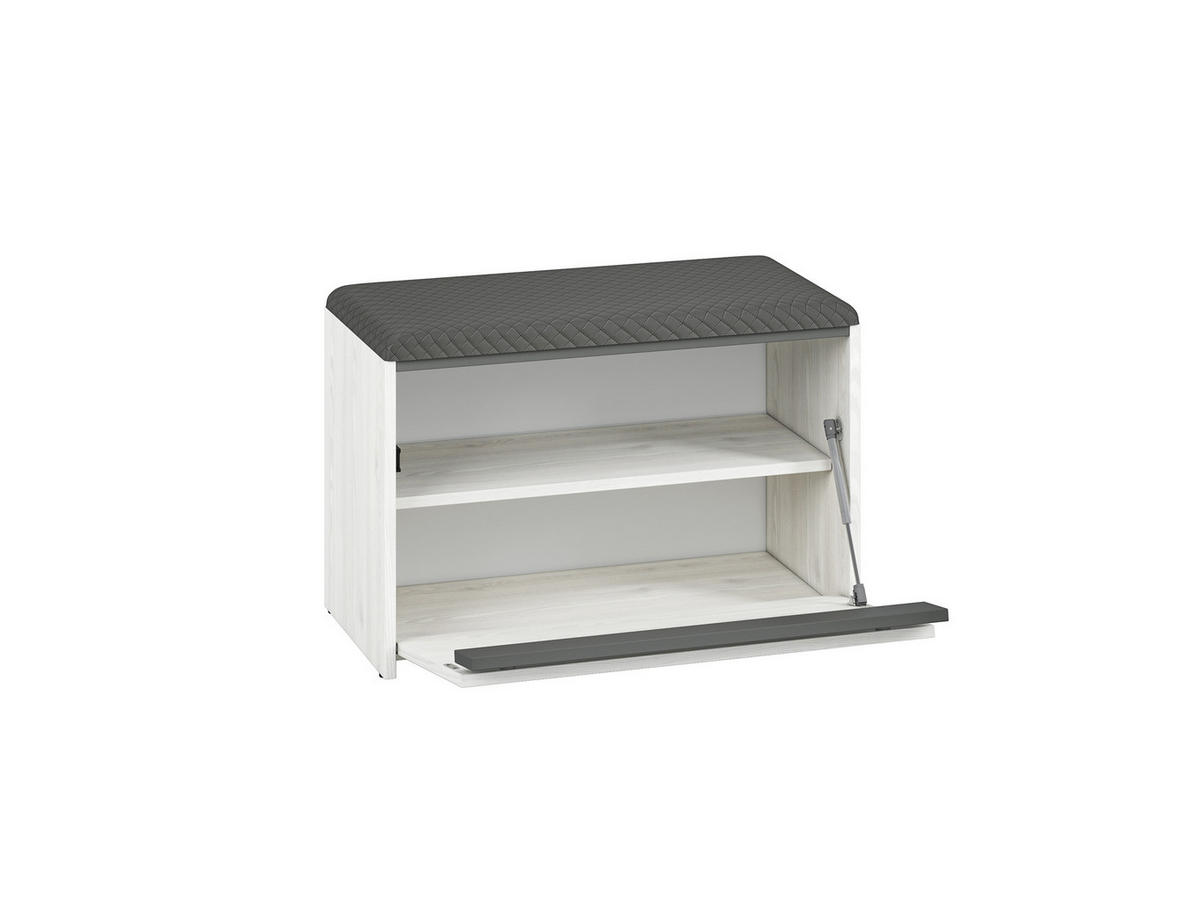 SITZBANK Hyga Pinie weiß / anthrazit 70 / 34 / 47cm - Weiß/Grau, Holz/Holzwerkstoff (70/47/34cm) - Feldmann-Wohnen
