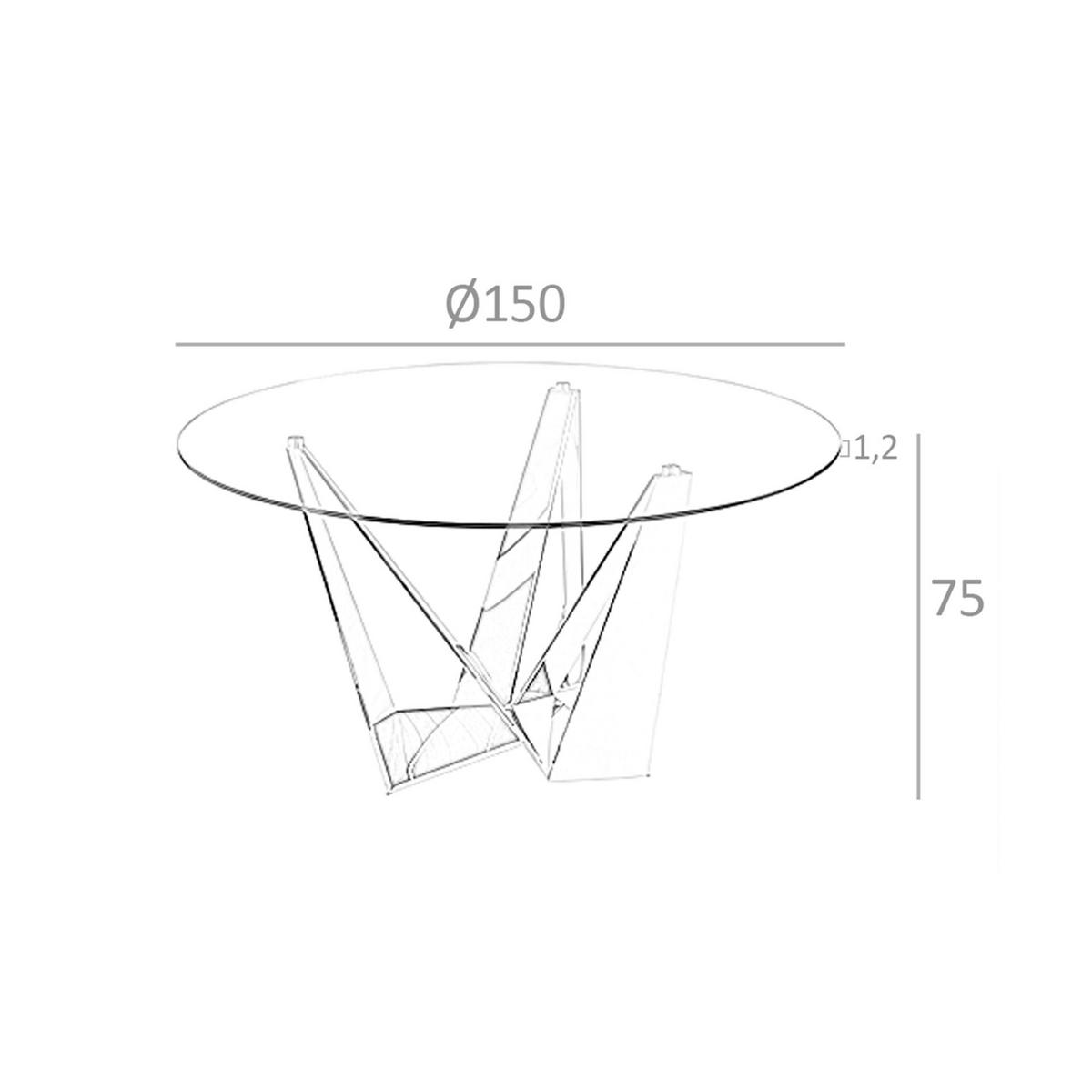 ESSTISCH Esstisch runde gehärtetes Glas aus verchromter Stahl Ø150/75 cm - Edelstahlfarben/Transparent, Glas/Metall (150/150/75cm) - ANGEL CERDA