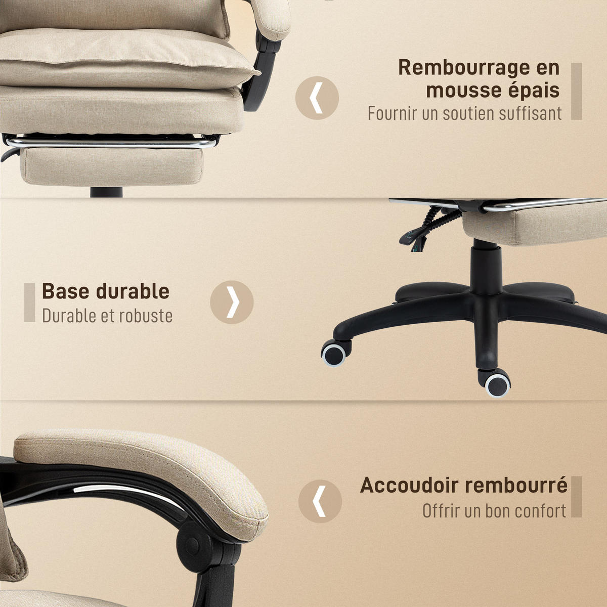 CHEFSESSEL DE-11706 mit Massagefunktion, 135° neigbar Beige - Beige, Textil (62/130/70cm) - ComfortXL