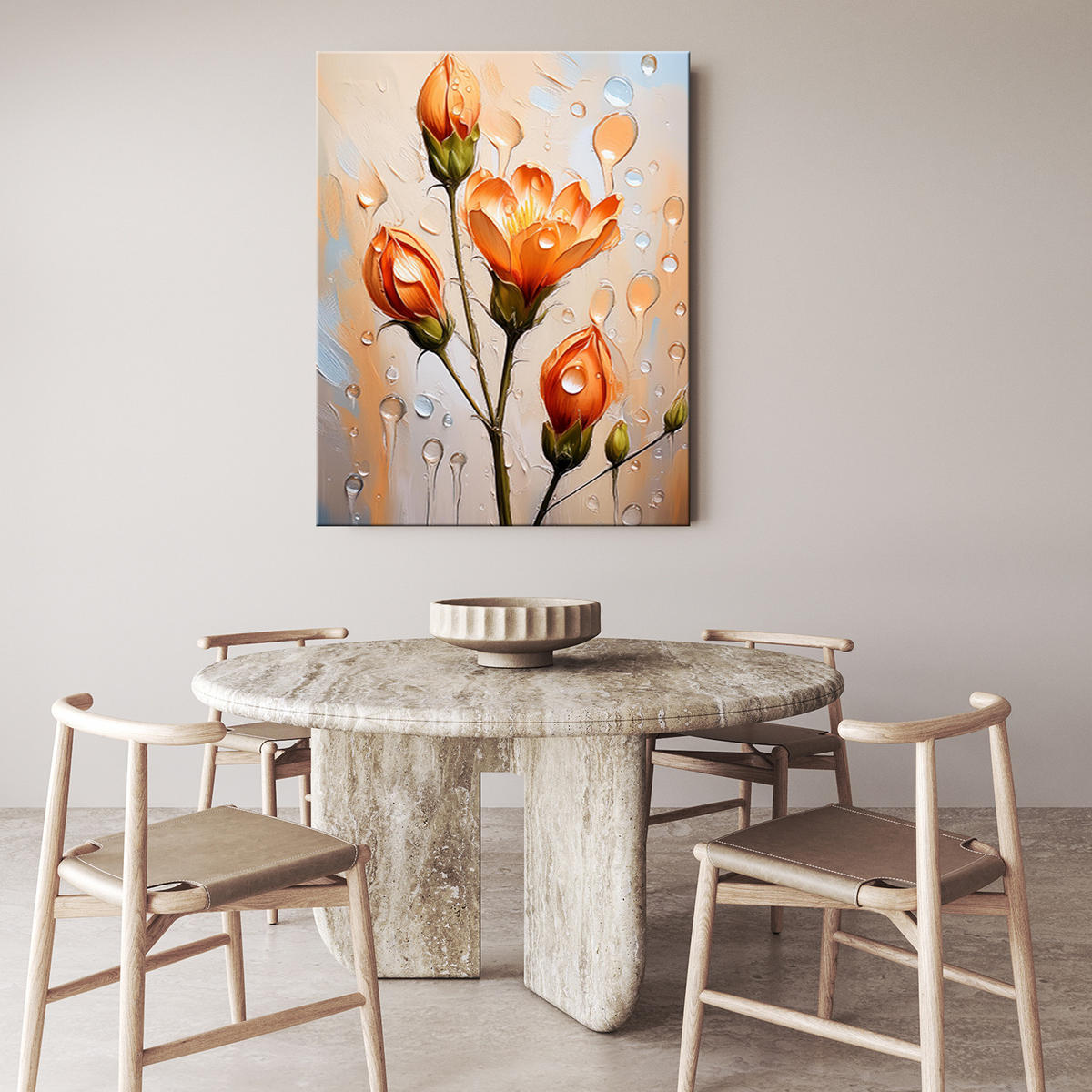 WANDBILD tulpenblütentropfen orange - Orange, Textil (40/60cm) - Feeby