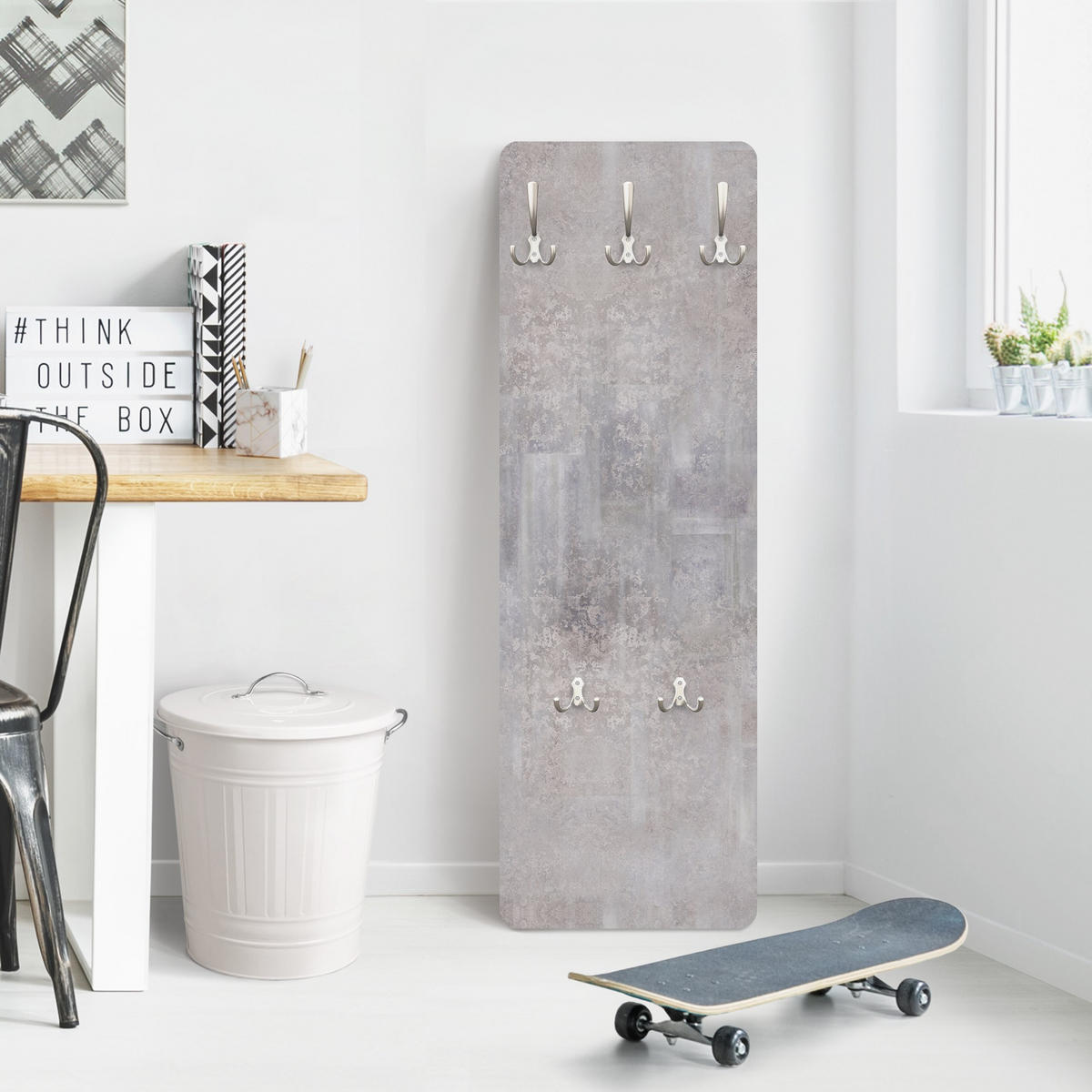 WANDGARDEROBE - Rustikales Betonmuster Grau 34/105 cm - Pastellblau, Holzwerkstoff (34/105/1.6cm) - Bilderwelten