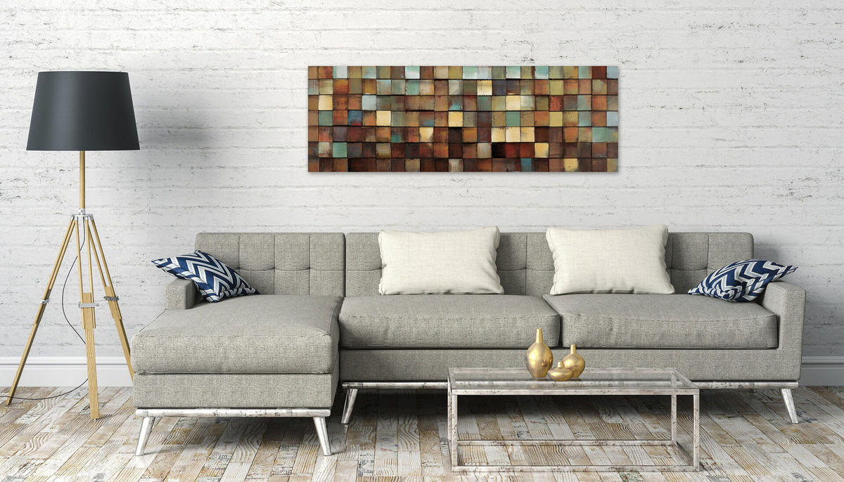 HOLZBILD Braun 144/44 cm - Braun/Grün, Holz (144/44cm) - KUNSTLOFT