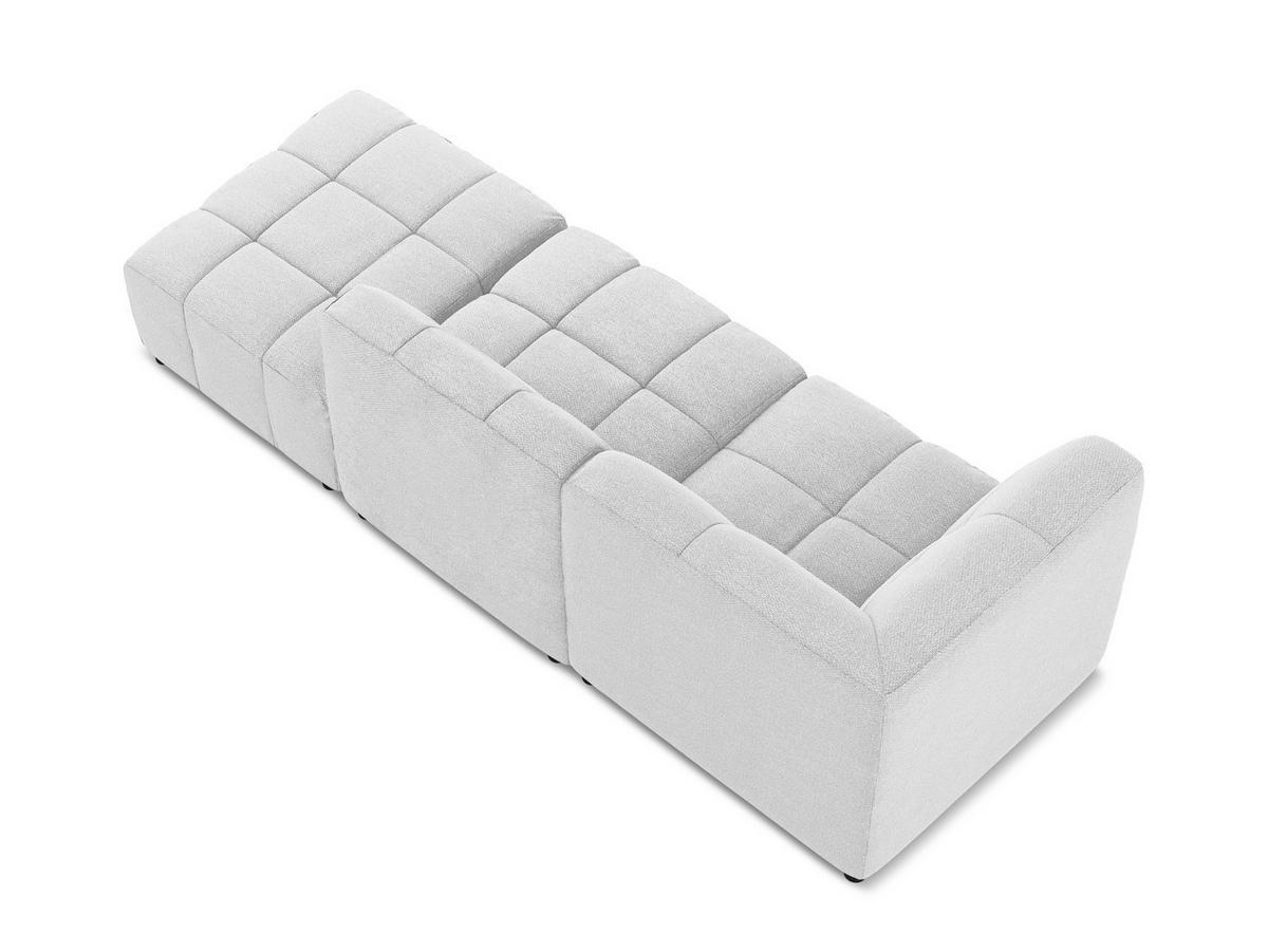 ECKSOFA Rechts Bouclé Stoff Grau - Silberfarben/Schwarz, Holzwerkstoff/Kunststoff (240/90cm) - Makamii