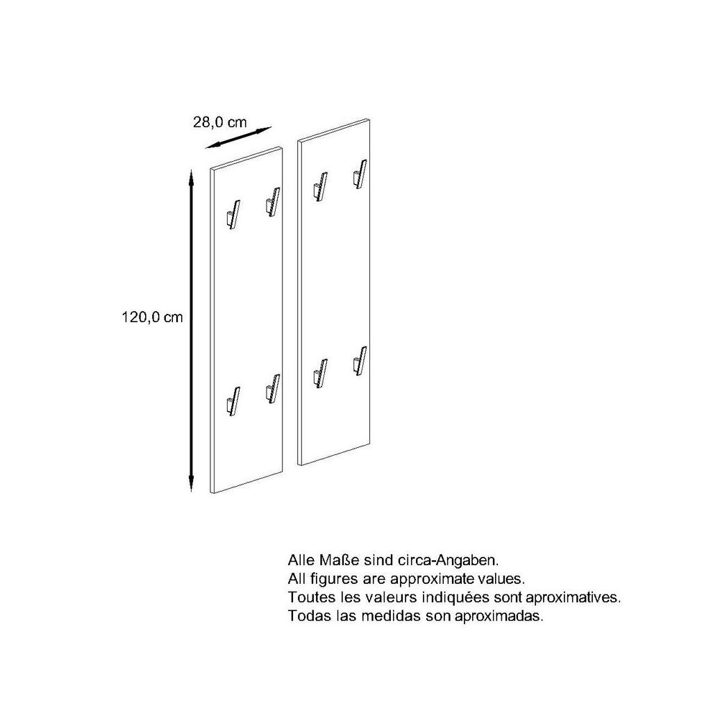 Thumbnail - Vladon Garderobenpaneel, Hellgrau, Holzwerkstoff, 120x28x2 cm, Garderobe, Garderobenpaneele, Garderobenpaneele
