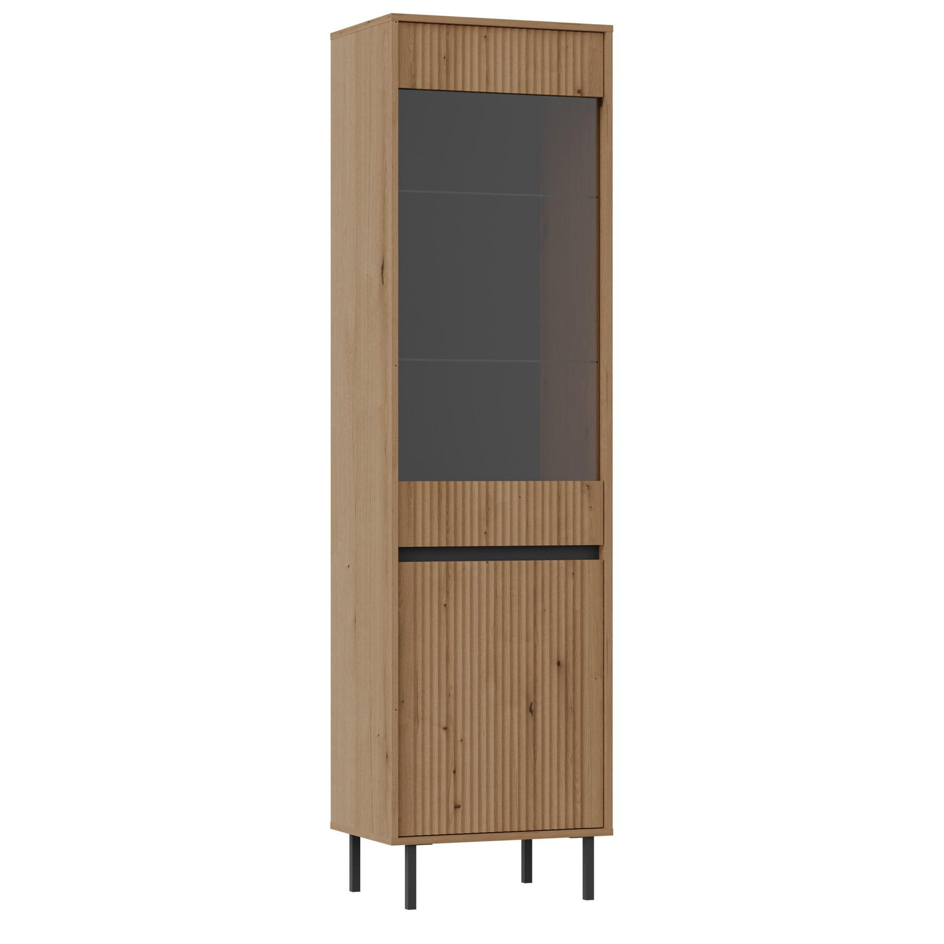 VITRINE Osaka Eichenholzoptik Evoke 56 cm - Eichefarben/Schwarz, Holzwerkstoff/Metall (55.8/205/40cm) - Selsey