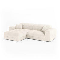 ECKSOFA (links) COCOON Geprägter Samt Creme 230cm - Creme, Textil (230/155cm) - Premium Interiors