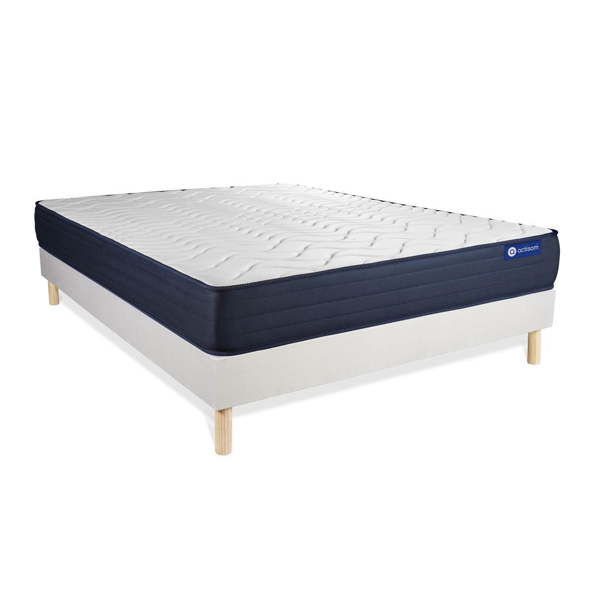 BETT Actimemo life Memory-Schaum 130 x 190 cm h4 - Kit Bettgestell Weiß - Beige/Weiß, Karton/Holz (130/190cm) - ACTISOM