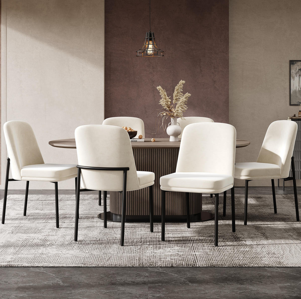 ESSZIMMERSTUHL 2er-Set mit Samtbezug Beige Schwarz - Beige, Metall (53/82/42.5cm) - Meubliv
