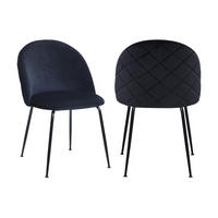 STUHL 2er-Set - Samt & Edelstahl - Schwarz - MELBOURNE - Schwarz, Textil (55/77/50cm) - Vente-Unique