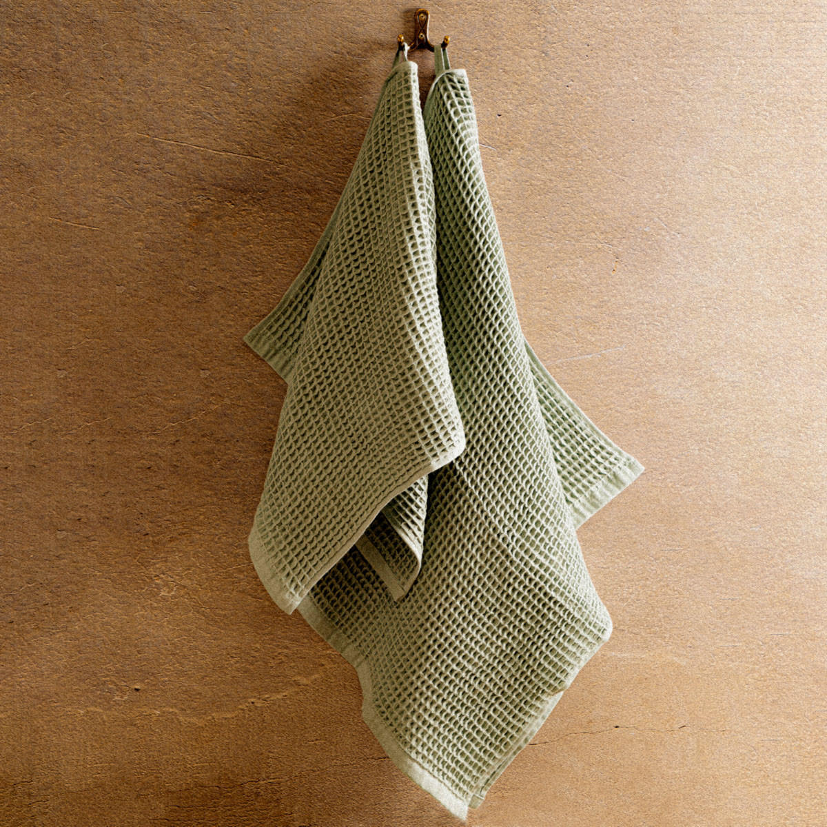 BADETUCH Vaffel Pistazie 70/130 cm - Grün, Textil (70/130cm) - Homla