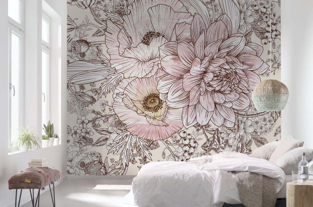 FOTOTAPETE Blumen 300 x 280 cm - Pink, Papier (300/280cm) - Sanders & Sanders