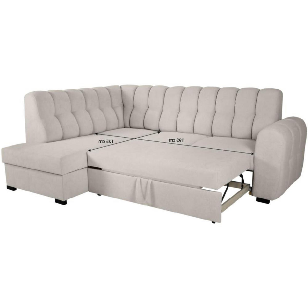 ECKSCHLAFSOFA Zoja links hellbraun - Hellbraun/Schwarz, Textil (261/193cm) - Beautysofa