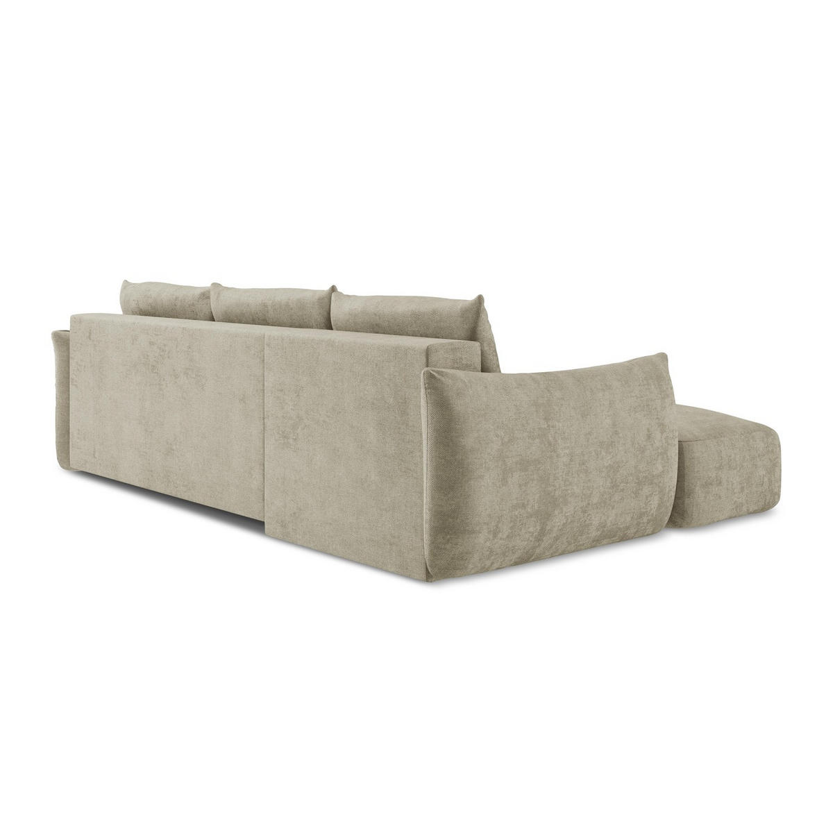 ECKSOFA mit Schlaffunktion links Chenille Stoff Beige - Beige/Schwarz, Holzwerkstoff/Kunststoff (242/162cm) - LaMiaSofa