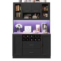 KÜCHENSCHRANK 120x36.3x180Cm LED Steckdose 6 Türen - Schwarz, Metall (120/180/36.3cm) - FLIEKS