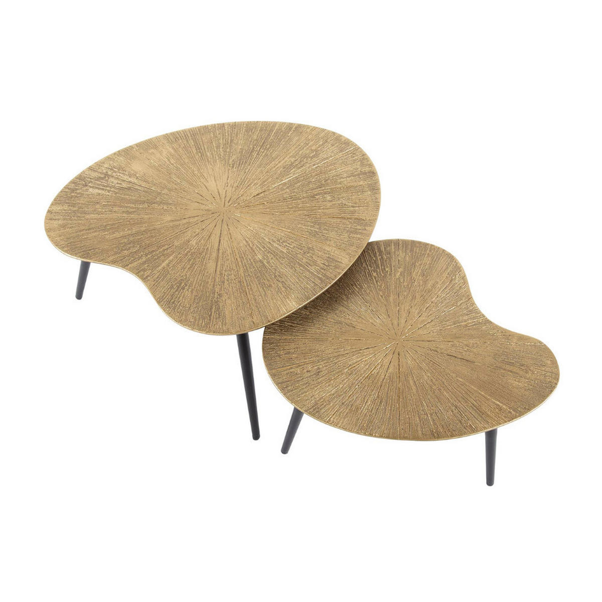 COUCHTISCH-SET DARIO RAGGIO Nierenförmige Satztische in Antikgold - Goldfarben, Holz (56/71/40cm) - alesvelt