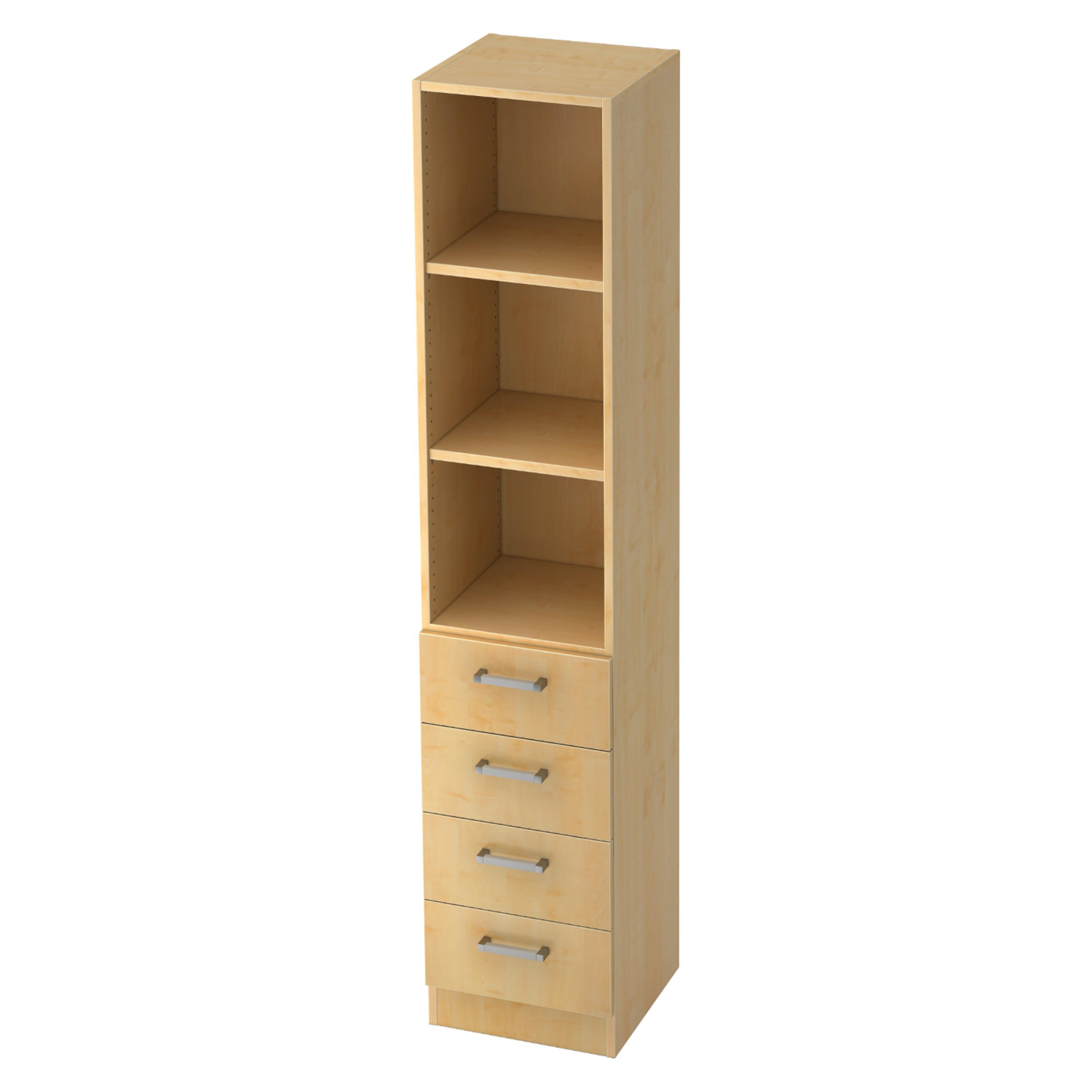 SCHUBLADENSCHRANK - 4 Schübe 42/40,6/200,4 cm in Ahornfarben Chromgriff (Metall) - Ahornfarben, Holzwerkstoff (40.6/200.4/42cm) - bümö