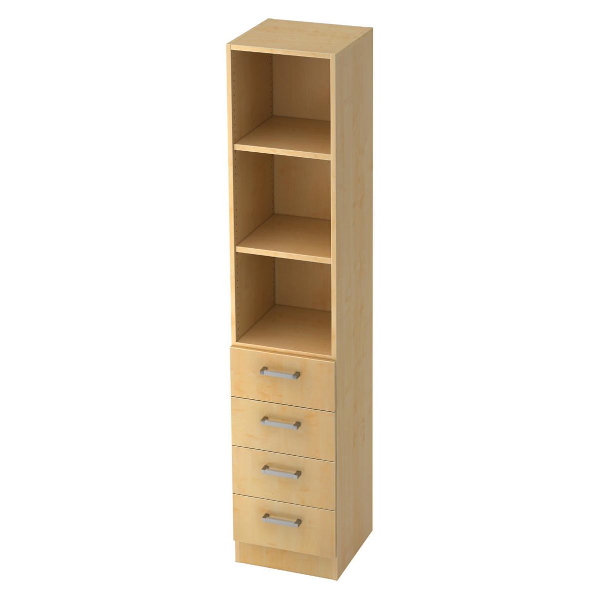 SCHUBLADENSCHRANK - 4 Schübe 42/40,6/200,4 cm in Ahornfarben Chromgriff (Metall) - Ahornfarben, Holzwerkstoff (40.6/200.4/42cm) - bümö
