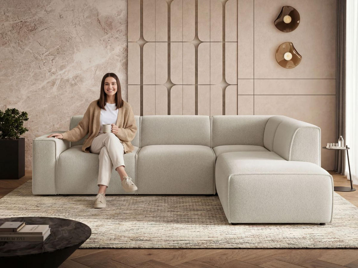 ECKSOFA Eluno Beige Links - Beige/Schwarz, Holz/Kunststoff (220/292cm) - Graingold