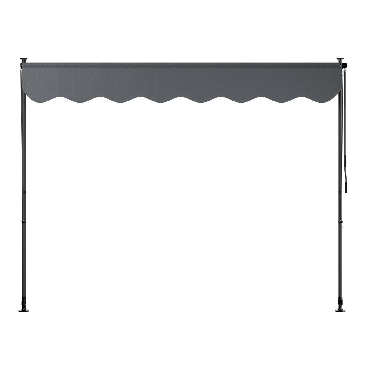 KLEMMMARKISE Kapstadt grau 250x120 cm - Grau, Textil (250/200/120cm) - Juskys