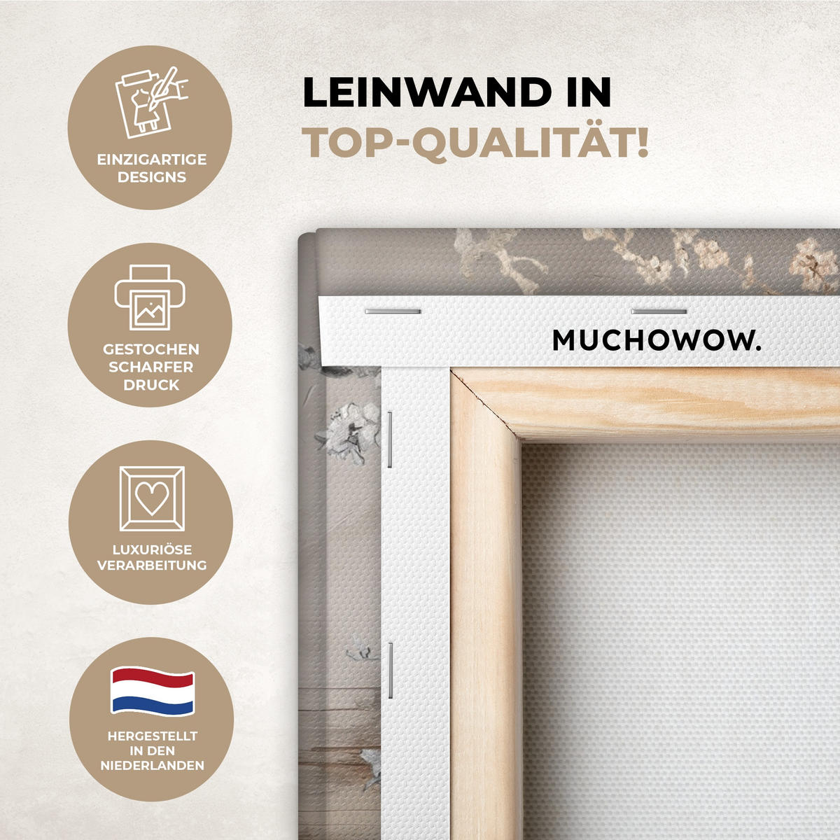 LEINWANDBILD Mandelblüte - Kunst - Van Gogh - Beige - Abstrakt 40x30 cm - Braun, Textil (40/30cm) - MuchoWow