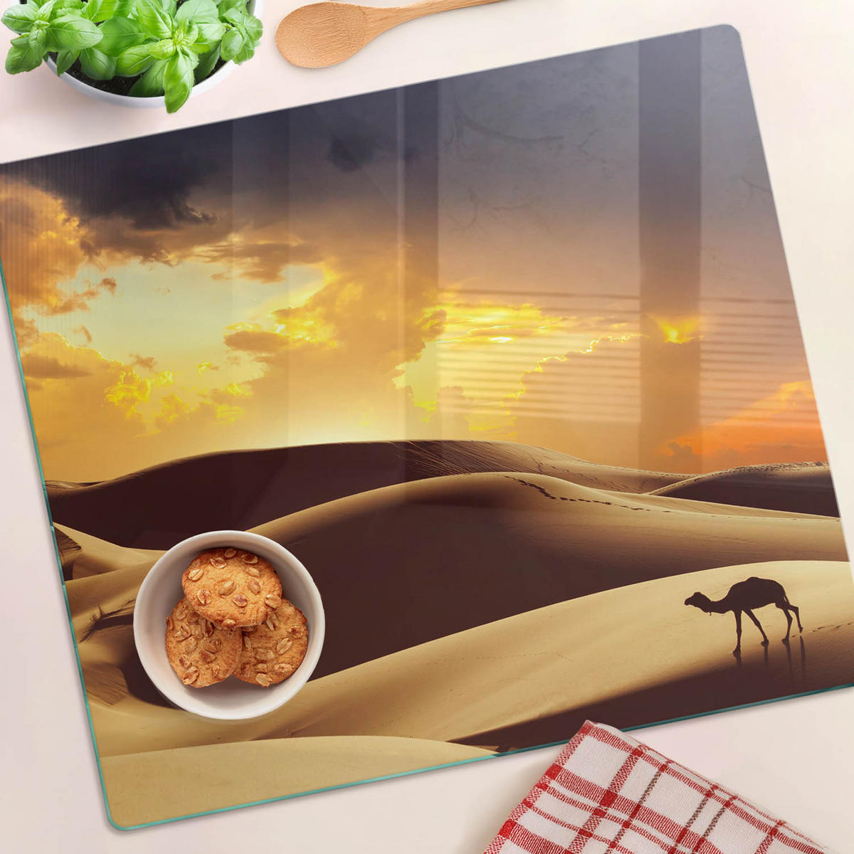 GLASPLATTE 60x52 cm Sahara-Kamel - Orange, Glas (60/0.4/52cm) - TULUP