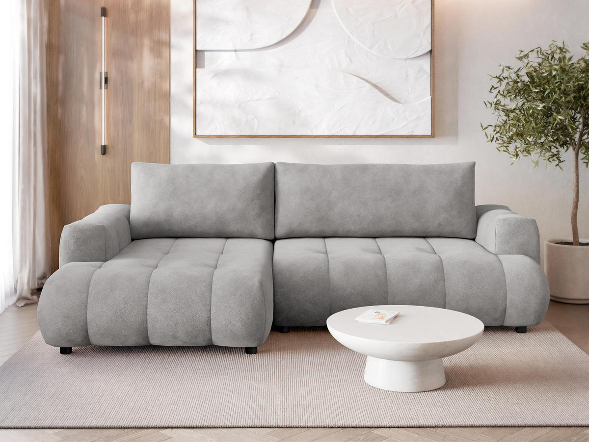 ECKSOFA Haiti, Seite: Links LC+2R - Hellgrau/Schwarz, Holz/Textil (276/156cm) - MIRJAN24
