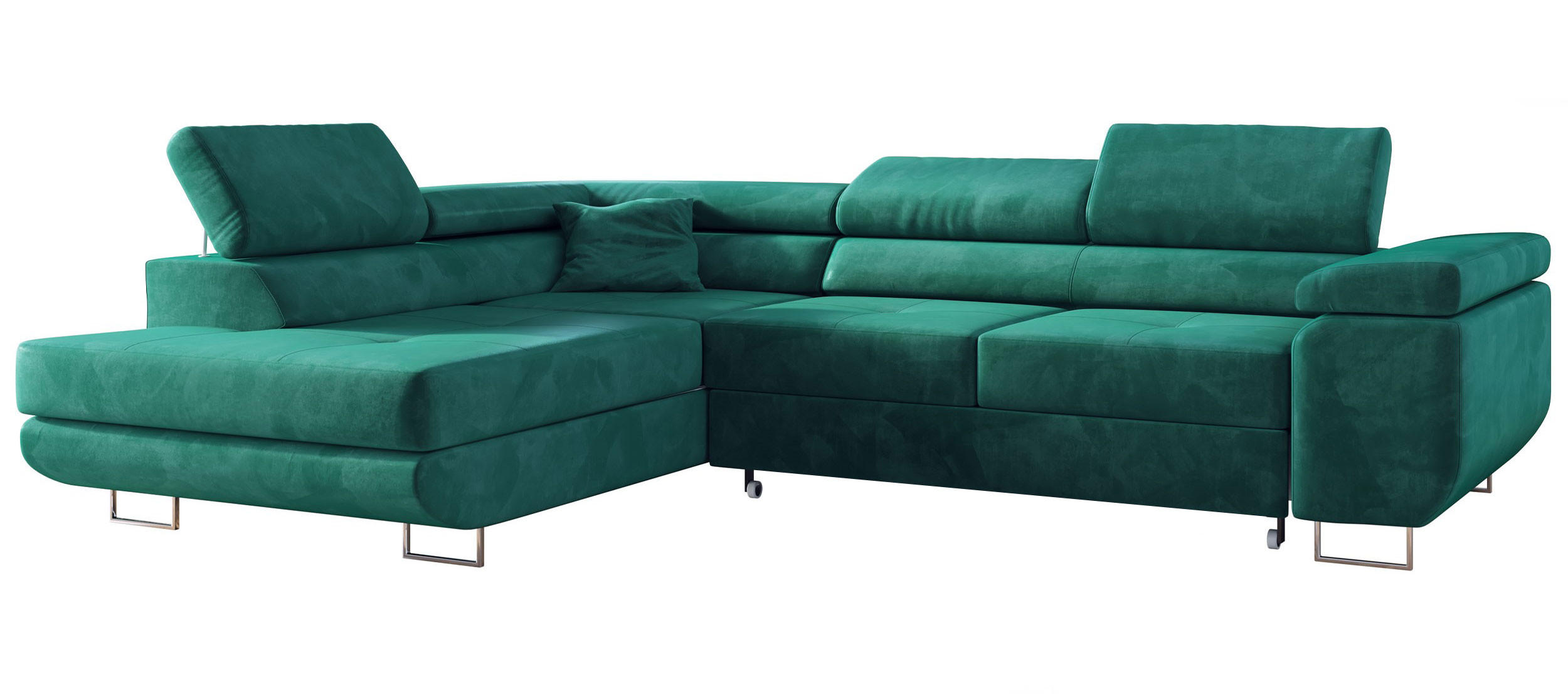 ECKSOFA GUSTAW L Dunkelgrün Velvet Links Seite - Dunkelgrün/Silberfarben, Textil/Metall (205/275cm) - MKS