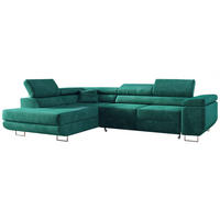 ECKSOFA GUSTAW L Dunkelgrün Velvet Links Seite - Dunkelgrün/Silberfarben, Textil/Metall (205/275cm) - MKS