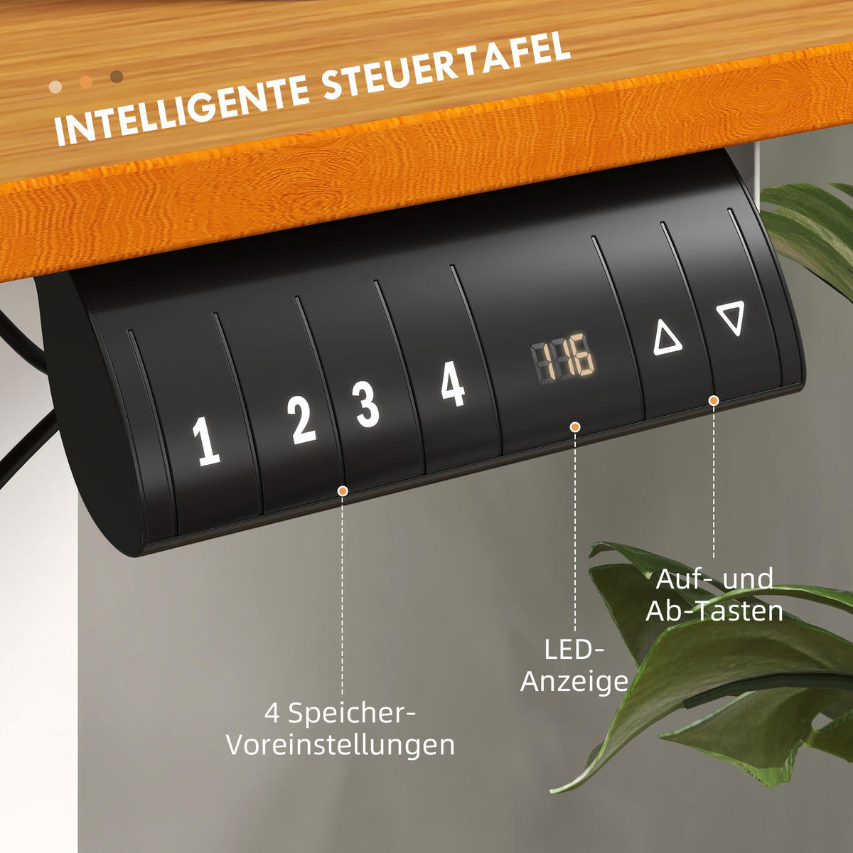 HÖHENVERSTELLBARER Schreibtisch, Natur - Naturfarben, Kunststoff (120/60/116cm) - Vinsetto