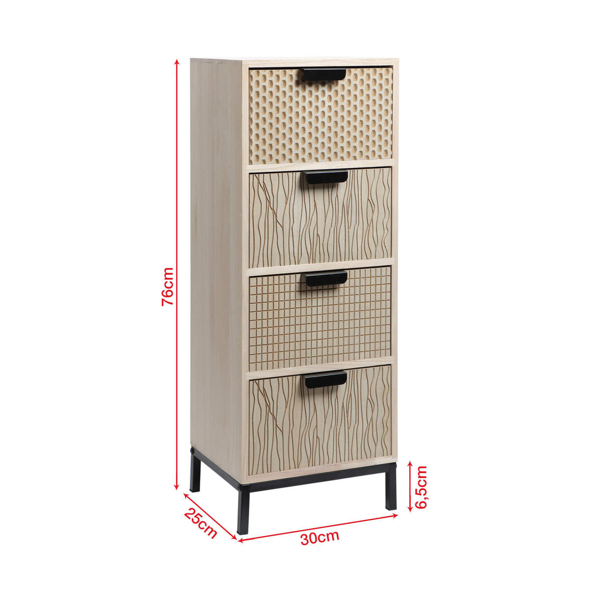 KOMMODE Braun 25/30/76 cm - Braun, Holzwerkstoff (25/76/30cm) - Mobili Rebecca