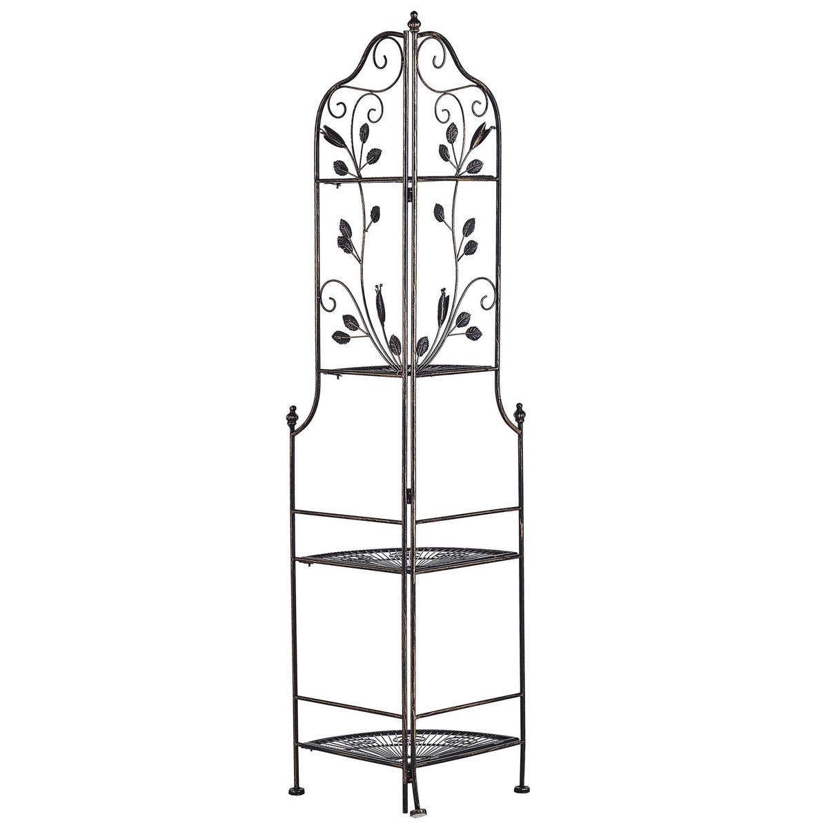 ECKREGAL schwarz Metall 4 Ablageflächen klappbar Siderno - Goldfarben/Schwarz, Metall (35/158/35cm) - Beliani