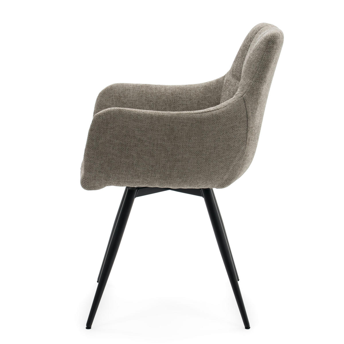 STUHL LUGANO drehbar gepolsterter mit Steppung - beige - Chenille - Beige/Schwarz, Textil/Metall (58/84/59cm) - NEW HOME