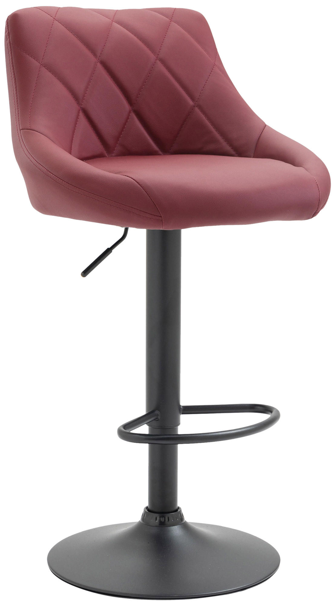 BARHOCKER Lederlook bordeauxrot - Bordeaux/Schwarz, Textil/Metall (46/83/49cm) - CLP