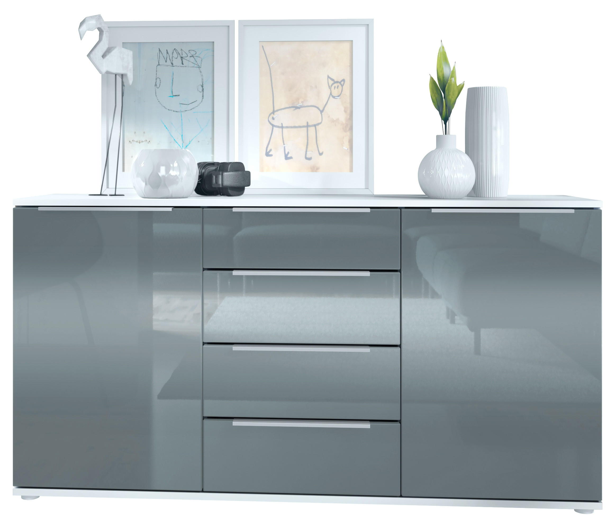 Vladon Sideboard Grau 139x72.5x35 cm
