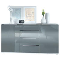 SIDEBOARD Porto Grau Hochglanz - Grau, Holzwerkstoff (139/72.5/35cm) - Vladon